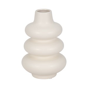 Sagebrook Home 9" Dolomite Stacked Vase Contemporary Abstract Stacked Sphere Cotton White - 1 of 4