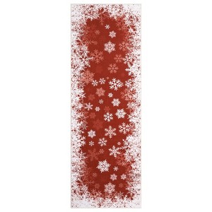 Machine Washable Christmas Area Rugs for Living Room Bedroom, Xmas Snowflake Print Floor Carpet for Dining Room Kitchen - 1 of 4