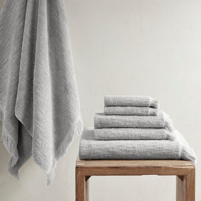 6Pcs 100% Cotton Solid Color Heavy Weight Bath Towel, Ink Dyed Slub Pattern Rich Texture Absorbent Bath Towel