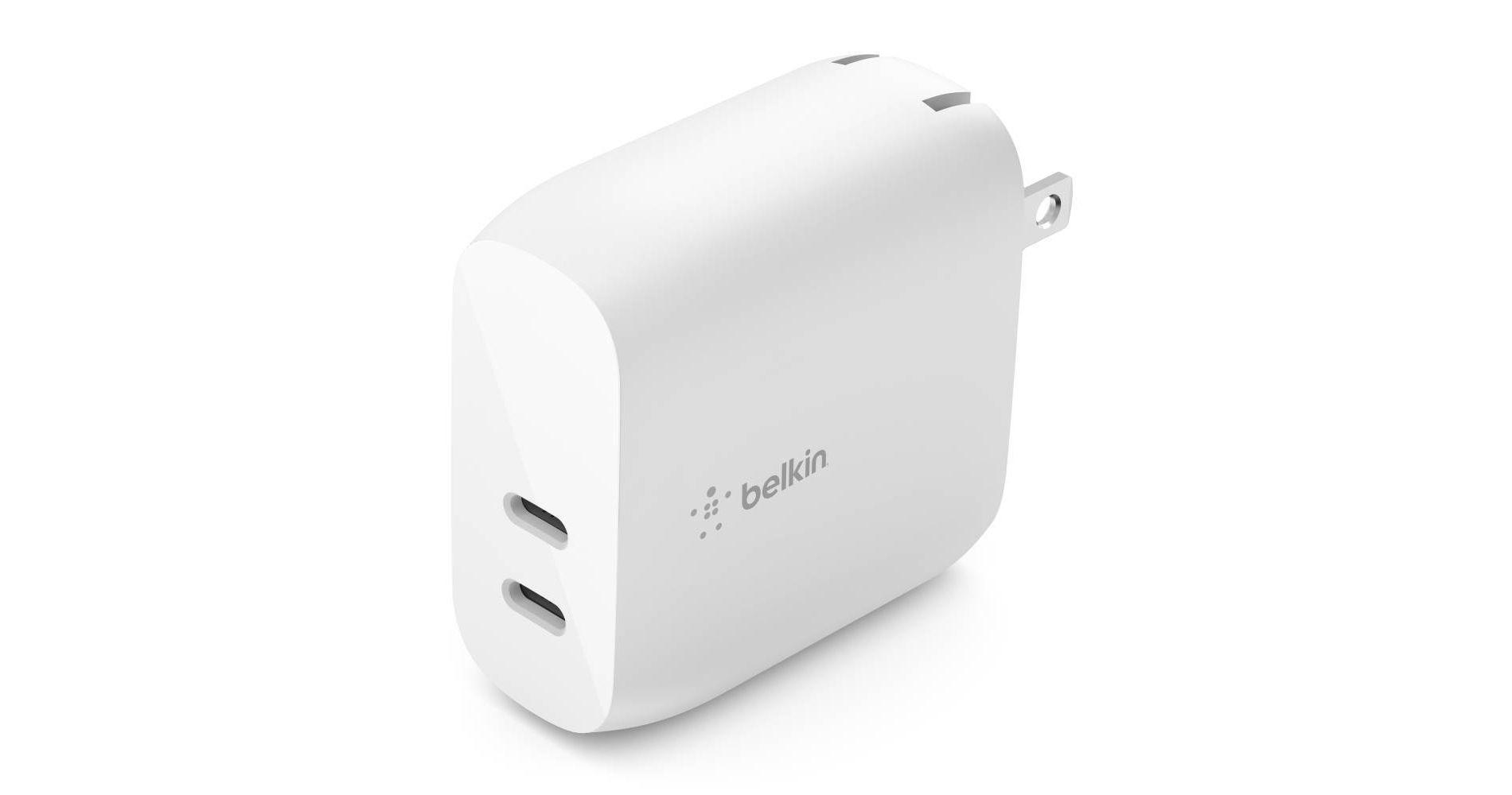 Belkin BoostCharge (20W) Dual USB-C with (40W) Stand Alone Wall Charger: Quick Charge, Lightweight Design, Compatible with Apple iPhone 14/15 Series