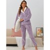 cheibear Women's Fluffy Fleece Pullover Tops with Pants Winter Plush Warm Pajamas Sets - 3 of 4