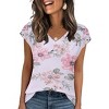 Zeagoo Women's Tank Top V Neck Eyelet T Shirts Cap Sleeve Tops Loose Fit Blouses Dressy Casual Summer Basic Shirts - 3 of 4