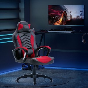 Kumasinova 5-Mode Massage Gaming Chair with Adjustable Height,360°Swivel Office Chairs Recliner Video Game Chaise with Head&Lumbar Pillow,Red/Black - 1 of 4