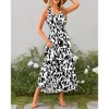 Womens Floral Sundress A-Line Sleeveless Highwaist Maxi Dress Flowy Faux Wrap Maxi Dress with Flounce Hem - 3 of 4