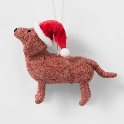 Dachshund with Santa Hat Christmas Tree Ornament Red - Wondershop™