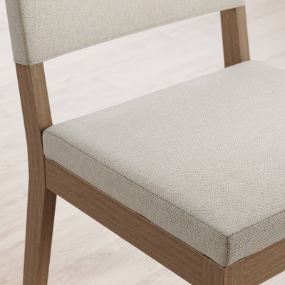 Linus Light Brown Upholstered Dining Chair Set with Rubberwood Legs