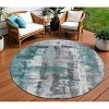 Teal Blue And Ivory Abstract Washable Indoor Outdoor Area Rug - 2 of 4