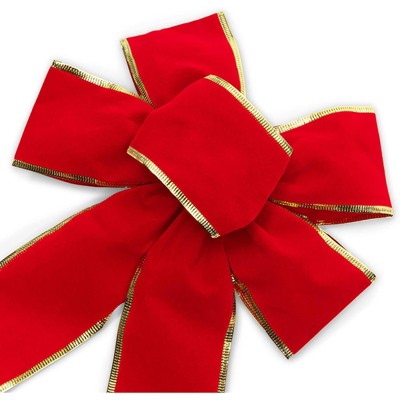 Pack of 10 Christmas Red Velvet Bows 9-inch X 16-inch By Blue Green Novelty