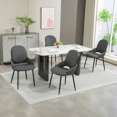 DYHOME Dining Chairs Modern Kitchen Chairs Set of 4, PU Leather Restaurant Chairs