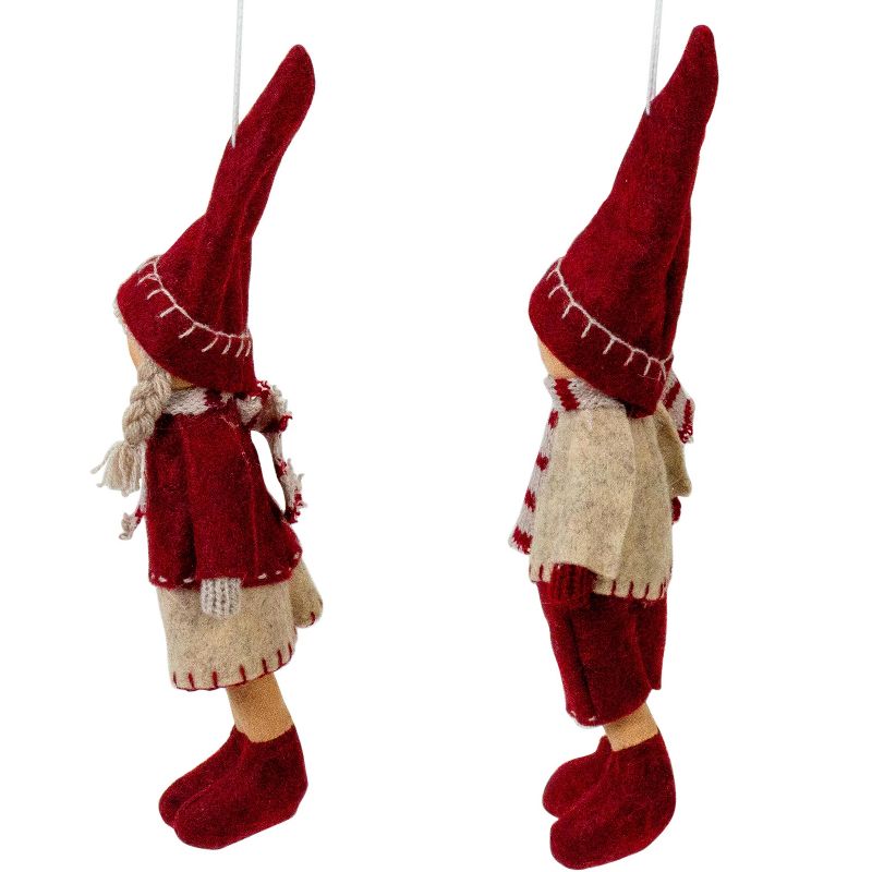 Northlight Set of 2 Boy and Girl Hanging Doll Christmas Ornaments 8", 4 of 6
