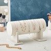 Headband Velvet Jewelry Organizer, Beige T Bar Jewelry Stand for Boutiques, Small Business (12 x 7 In) - 2 of 4