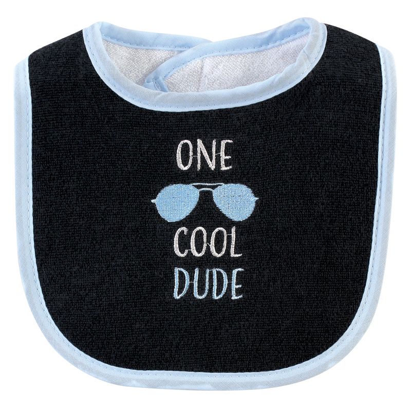 Hudson Baby Infant Boy Cotton Terry Bib and Burp Cloth Set 5pk, One Cool Dude, One Size, 5 of 8