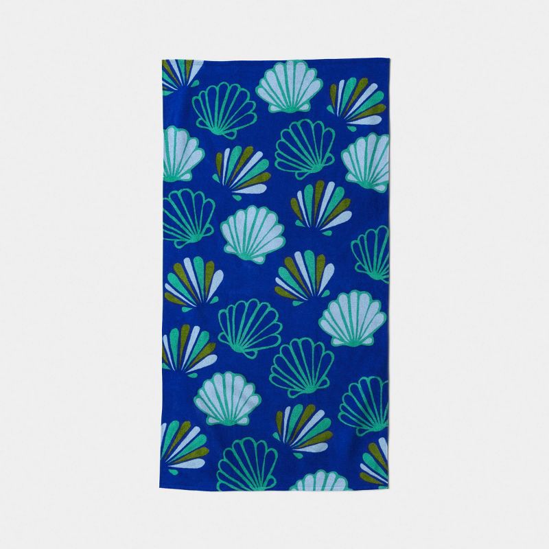 30"x60" Shells Beach Towel Blue - Sun Squad™