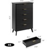 Fluted Dresser for Bedroom with 5 Deep Drawers, 47.2 in Tall Chest of Drawers, Curved Profile Design, Modern Wooden Dresser, for Living Room - 2 of 4
