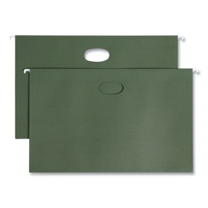 Smead Hanging Pockets with Full-Height Gusset, 1 Section, 1.75" Capacity, Legal Size, Standard Green, 25/Box - 1 of 4