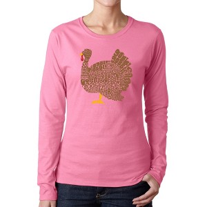 LA Pop Art Thanksgiving - Women's Word Art Long Sleeve T-Shirt - 1 of 4
