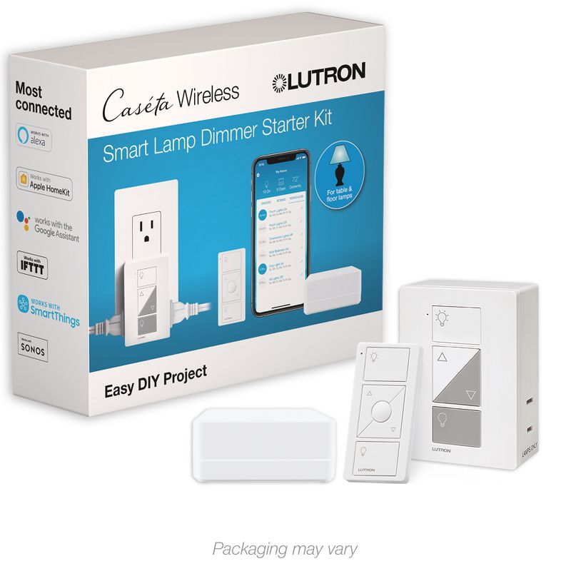 Lutron Caséta Wireless Smart Lighting Lamp Dimmer Switch Starter Kit | Works with Alexa, Google Assistant, Ring, Apple HomeKit | P-BDG-PKG1P, 1 of 9