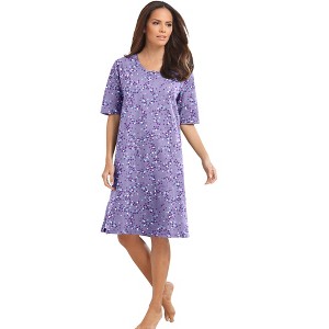 Dreams & Co. Women's Plus Size Short-Sleeve Sleepshirt - 1 of 4