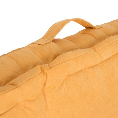 Gardenia Ginger Velvet Square Floor Pillow with Handle