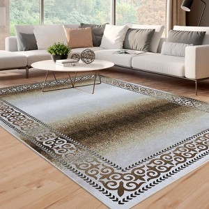 Pearl Velvet Cotton TPR Washable Foldable Printed Carpet - Border - Thoreau with Home Decor, - 1 of 4