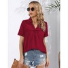 Women's V Neck Tops Summer Short Sleeve Solid Color T-shirts Casual Blouses - 4 of 4