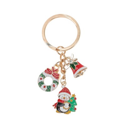 Unique Bargains Christmas Keychain Double Ring Zinc Alloy Multicolored 1 Pc