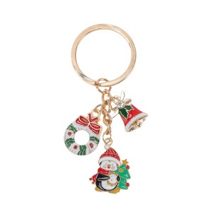Unique Bargains Christmas Keychain Double Ring Zinc Alloy Multicolored 1 Pc - 1 of 3