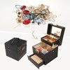 Unique Bargains 3 Layers PU Leather Sequins Jewelry Box with Drawers and Mirror - 2 of 4