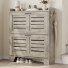 Jojoka Slim Entryway Shoe Cabinet – 2 Flip-Drawer Organizer with Adjustable Shelves & Hooks, Farmhouse Style - 3 of 4