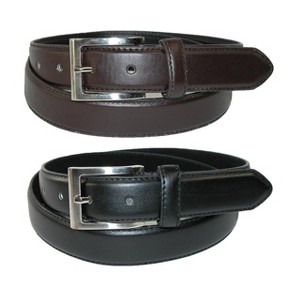 CTM Men's Big & Tall Leather Dress Belt with Silver Buckle (Pack of 2) - 1 of 4