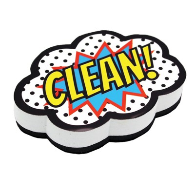 Ashley Productions Magnetic Whiteboard Eraser, Superhero Clean! (Pack of 6)