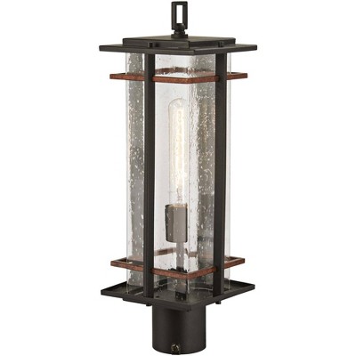 Minka Lavery Industrial Outdoor Post Light Fixture Black 20 1/2" Clear Seeded Glass for Exterior Barn Deck House Porch Yard Patio