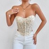Women's Diamond Mesh Corset Top Boned Bustier with Back Lacing Strapless Sleeveless Bralette Shapewear Layering Piece - 2 of 4