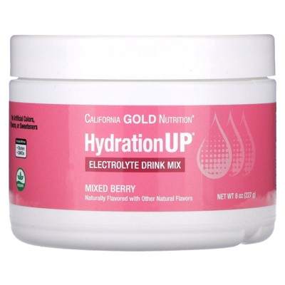 California Gold Nutrition HydrationUP® - Electrolytes with Vitamin D, Calcium, Iron and Potassium, Mixed Berry, 8 oz (227 g)