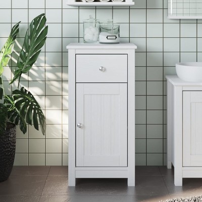 VidaXL Bathroom Cabinet BERG White 15.7"x13.4"x31.5" Solid Wood Pine