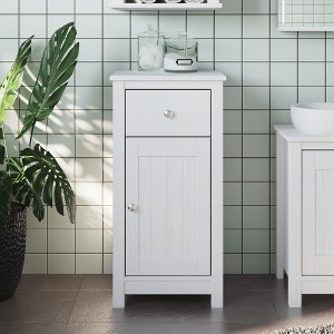 VidaXL Bathroom Cabinet BERG White 15.7"x13.4"x31.5" Solid Wood Pine - 1 of 4