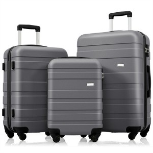 FATMOON Set of 3 Luggage ABS,Hardshell Hardside Lightweight Durable Suitcase sets,Spinner Wheels Suitcase with TSA Lock 20''24''28'' - 1 of 4