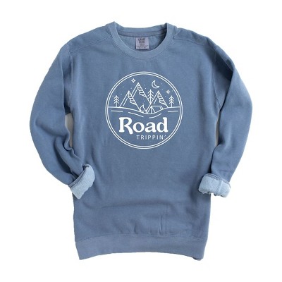 Simply Sage Market Women's  Garment Dyed Graphic Sweatshirt Raod Trippin' Circle Mountains