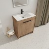 Vynxaria 30 in. Single Freestanding White Oak Plywood Bath Vanity with White Ceramic Sink Surface KD-PACKING Ready to Assemble - 4 of 4