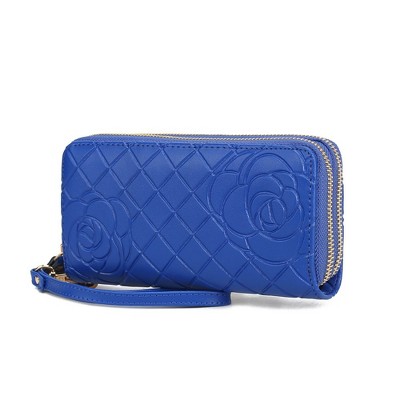 MKF Collection Honey Genuine Leather Quilted Flower-Embossed Women’s Wristlet Wallet by Mia K