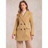 INSPIRE CHIC Women's Notch Lapel Double Breasted Belted Mid Long Outwear Winter Coat - 2 of 4