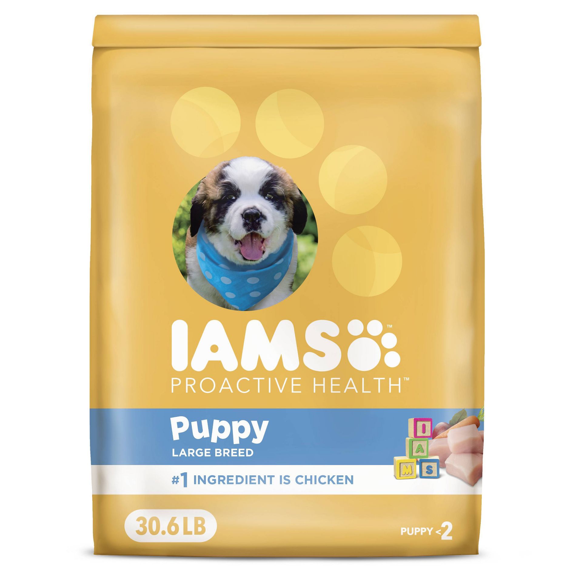IAMS Proactive Health Chicken and Grain Flavor Large Breed Puppy Dry Dog Food - 30.6lbs