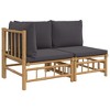 vidaXL 2 Piece Patio Lounge Set with Dark Gray Cushions Bamboo - 2 of 4