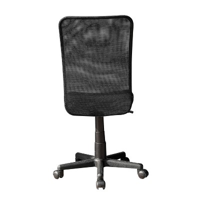 Black Mesh Adjustable Task Chair with Swivel and Fabric Seat