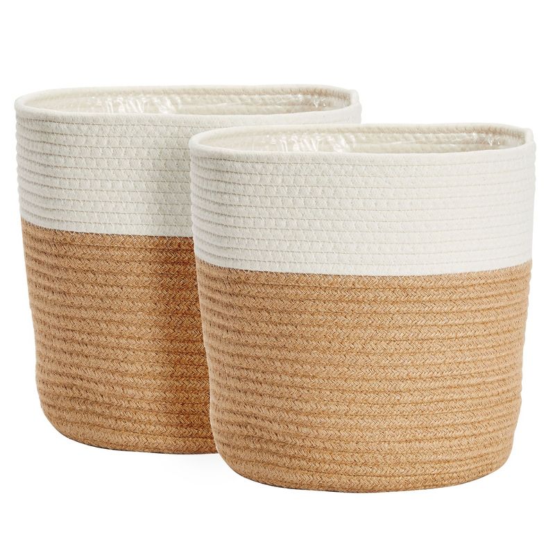 Juvale 2 Pack Decorative Jute Planter with Plastic Liner, Woven Basket for Plants, Floor, Storage, 11 In, 5 of 9