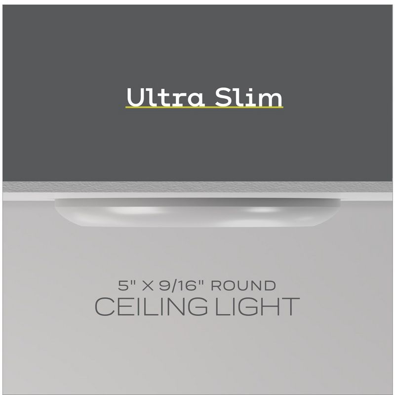 Next Glow Ultra Slim 5" LED Ceiling Light Fixture, 3000K Round Flush Mount Light, 3 of 11