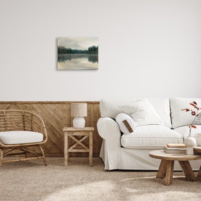 Foggy Lake Forest Landscape Nature Reflection Canvas Wall Art