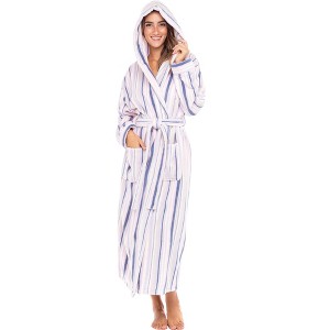 ADR Plush Fleece Women's Robe, Long Hooded Women's Bathrobe, Soft Cozy Women's Bath Robe & Plus Sizes - 1 of 4