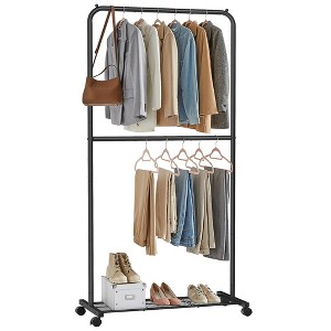 SONGMICS 36" Clothes Rack with Wheels 44lb Load Capacity Garment Rack with Storage Shelf Clothing Rack for Bedroom - 1 of 4