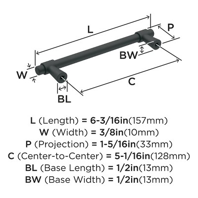 Matte Black Modern 5-1/16" Cabinet Drawer Pull with Mounting Hardware